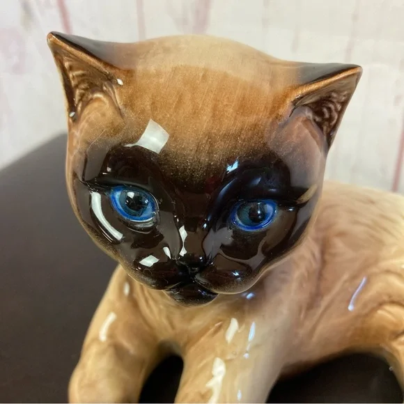 Vintage Goebel Siamese Cat Ceramic Figure W Germany Kitty 4” Knick Knack Feline - Picture 8 of 9